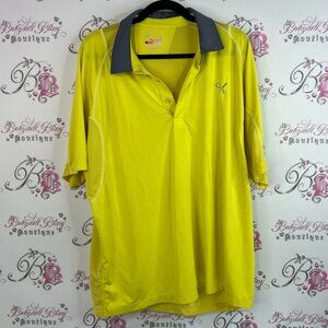 Puma golf polo shirt logo bright Men's Yellow and Gray Polo Shirt